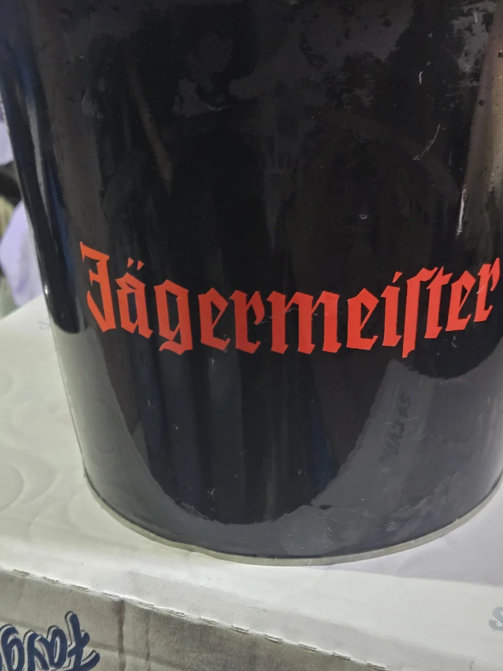 Jagermeister Black Metal Bucket with Red Logo